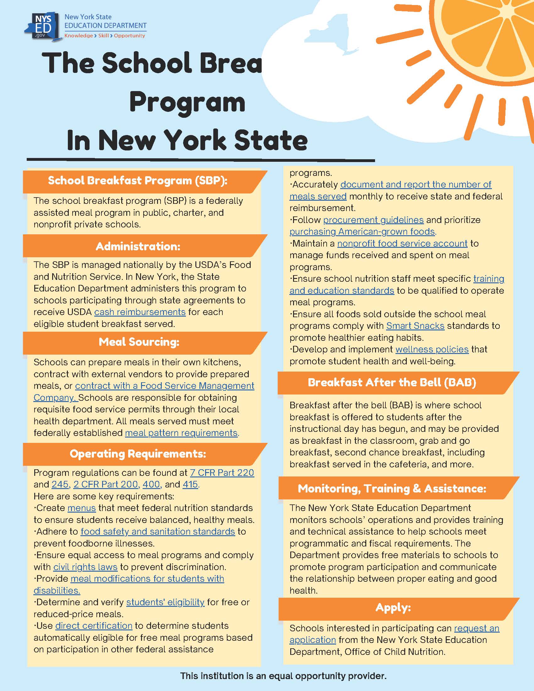 School Breakfast Program in New York State Infographic