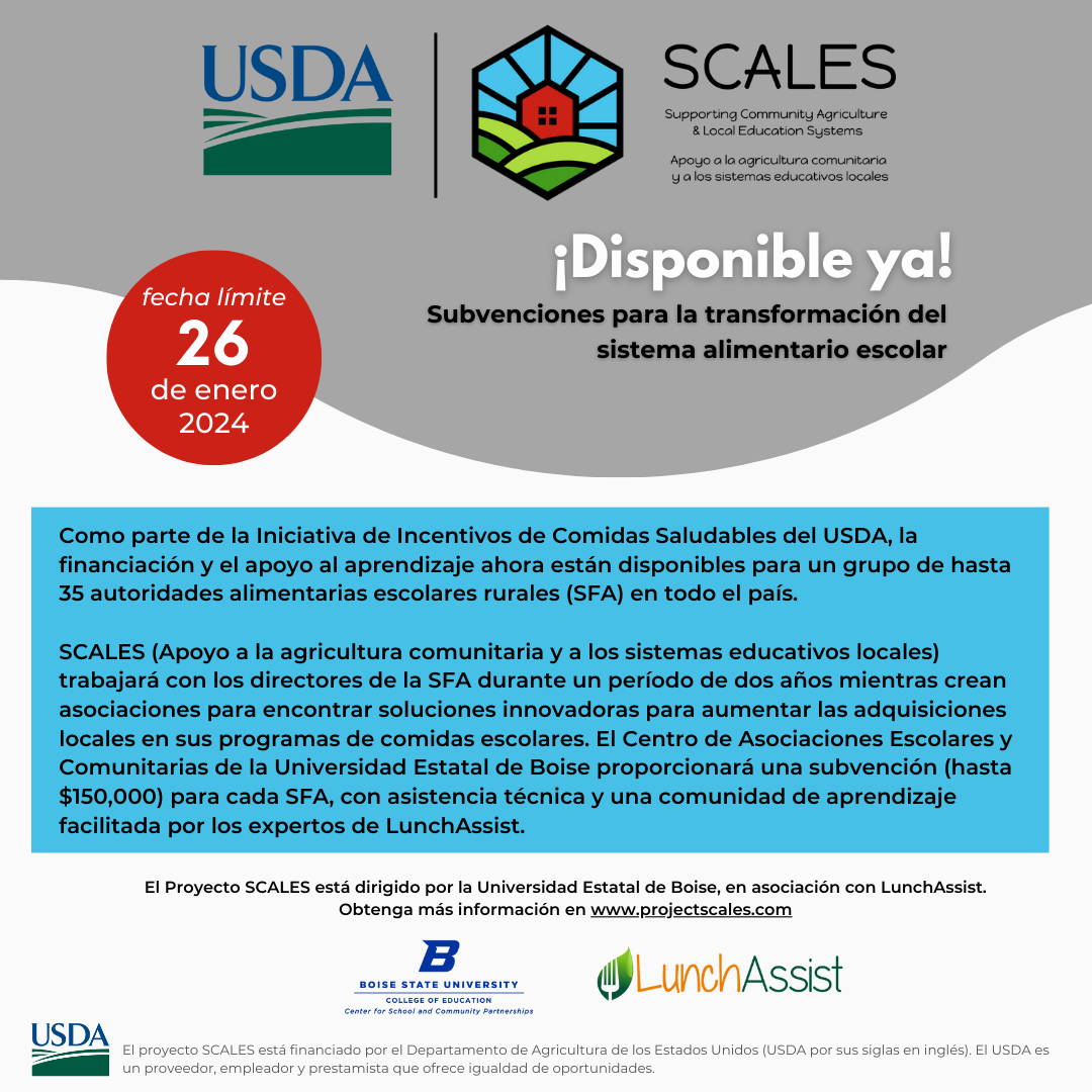 Spanish SCALES Flyer for Food Systems Grant